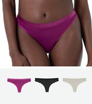 Dorina 3 Pack Purple Black and Off White Lace Thongs